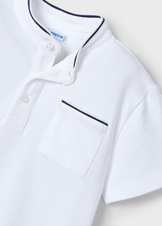 Koszulka Polo krótki rękaw kołnierzyk stójka - Biały