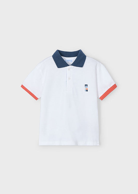 Koszulka Polo krótki rękaw print - WhitePeach