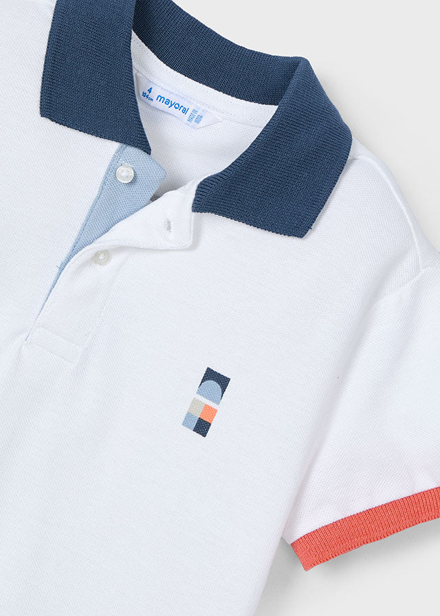 Koszulka Polo krótki rękaw print - WhitePeach