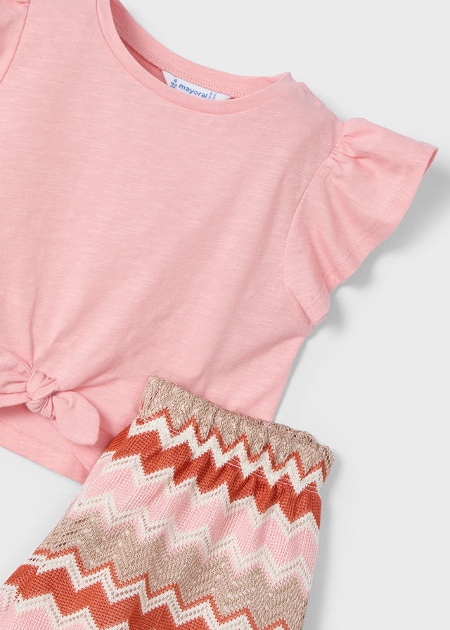 Komplet z szortami fantazja - Łososiowy