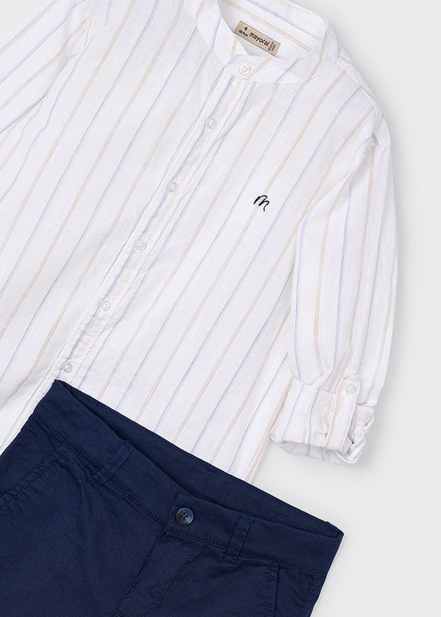 Komplet z bermudami i koszulą - Granatowy