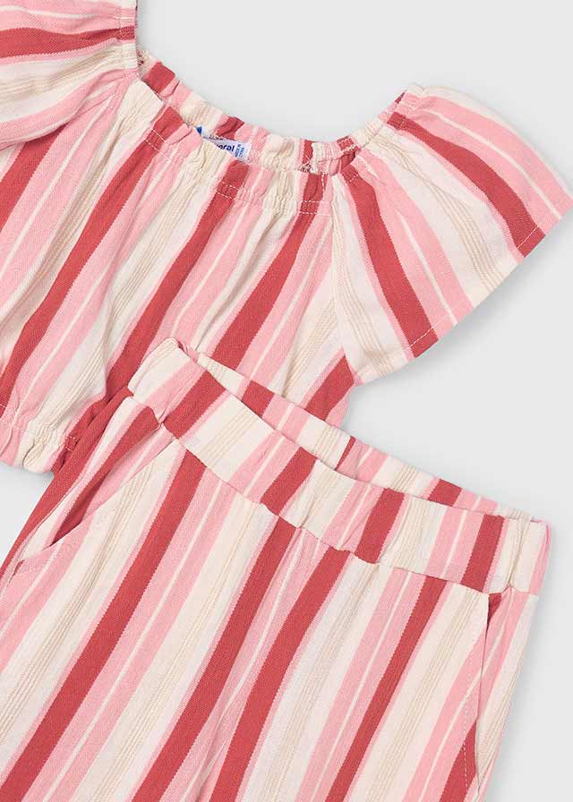 Komplet spodnie długie paski - Łososiowy