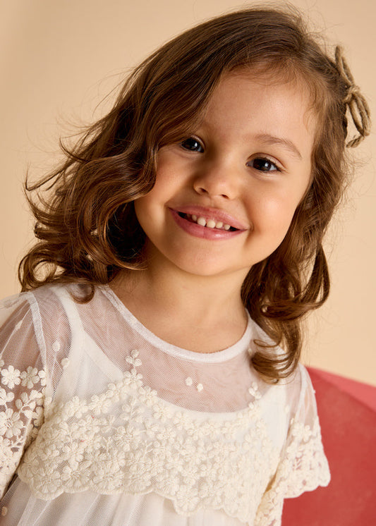 Sukienka tiul z haftem - Kość