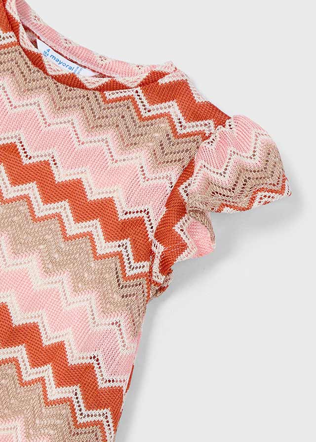 Sukienka dzianinowa fantazja - Łososiowy