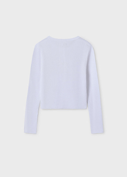 Sweter rozp.dzian. ściągacz - Biały