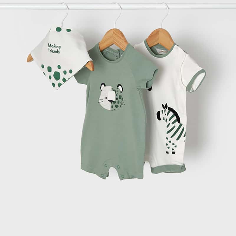 2 Krótkie Pajacyki Z Chustą - Aloesowy