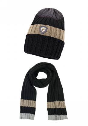 RUFUS Komplet(Nakrycie głowy+szal) czarny+beż