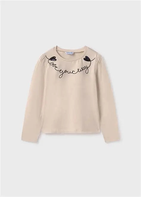 Koszulka Długi Rękaw Z Haftem - Cream