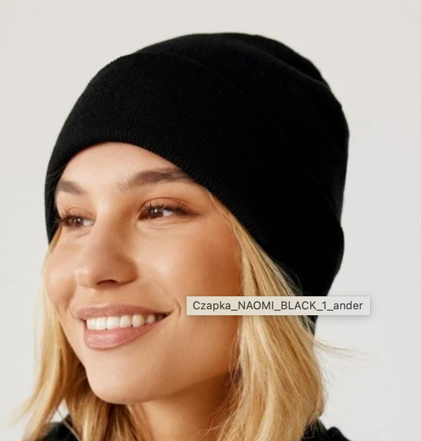 Czapka NAOMI – 100% wełny merino – BLACK