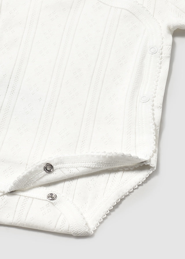 Body krótki rękaw z ażurem - Biały - Biały