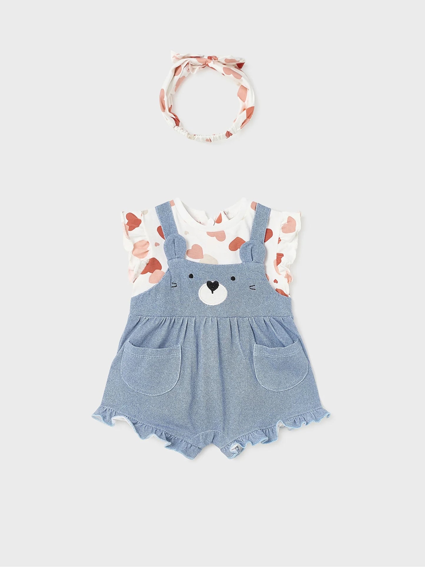 Pajacyk Ogrodniczki Z Opaską - Kolor Morela