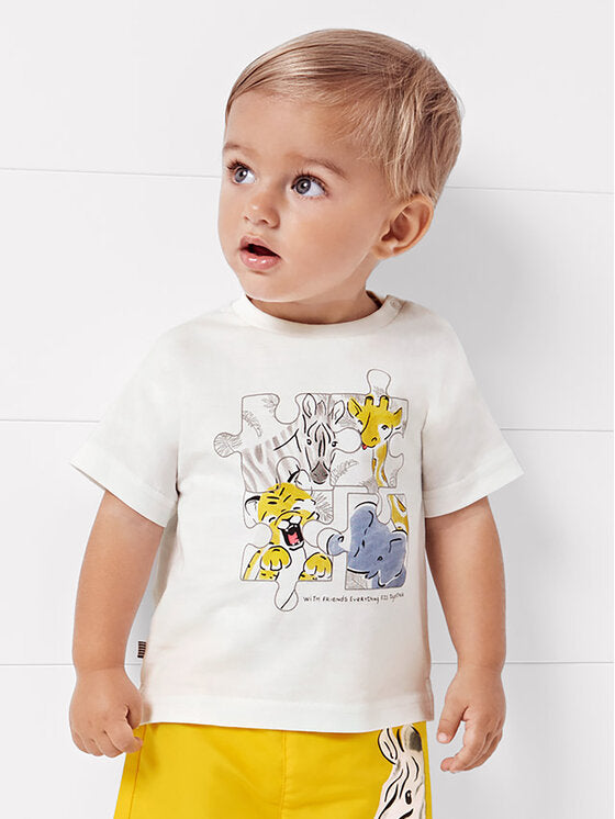 Koszulka K/R Puzzle - Kremowy