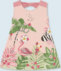 Sukienka Dzianina Nadruk - Kolor Nude