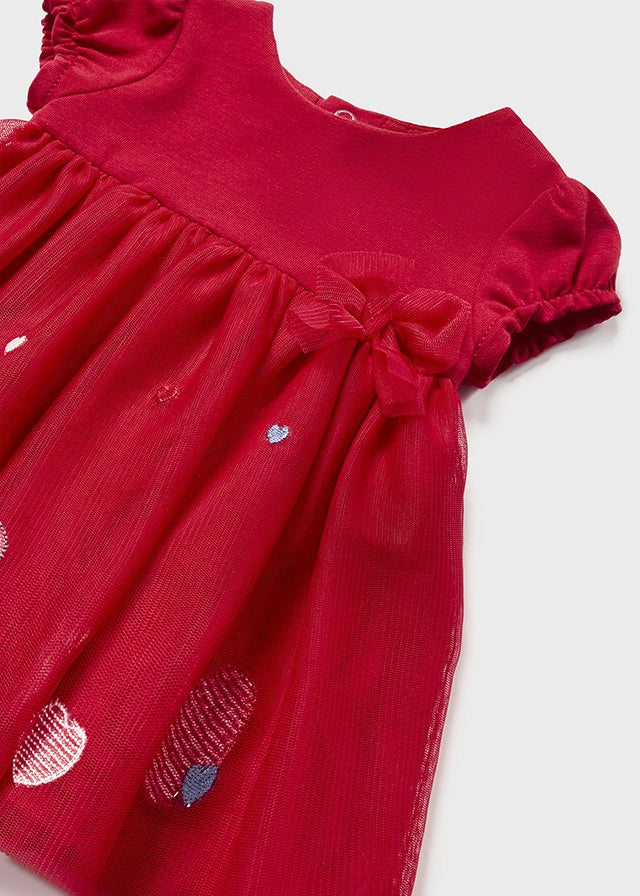 Sukienka łączona tiul - kolor Czerwony