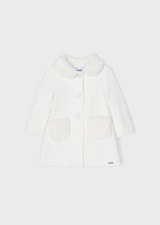 Plaszcz Dzianina Strukturalna - Kremowy