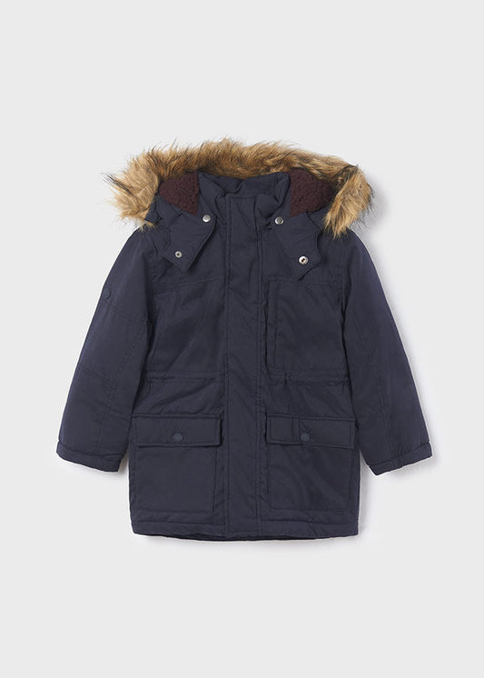 Parka Kaptur De Pelo - Granatowy