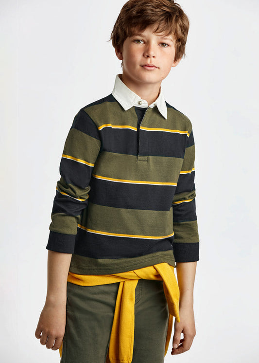 Koszulka Polo Dlugi Rekaw Paski - Porost