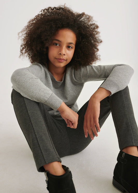 Spodnie Dlugie Dzianina - Ciemn Szar