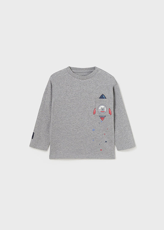 Koszulka długi rękaw z kieszonką - Ciemnoszary