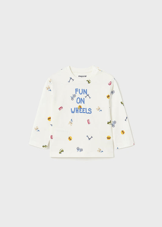 Koszulka długi rękaw z nadrukiem - Śmietanka