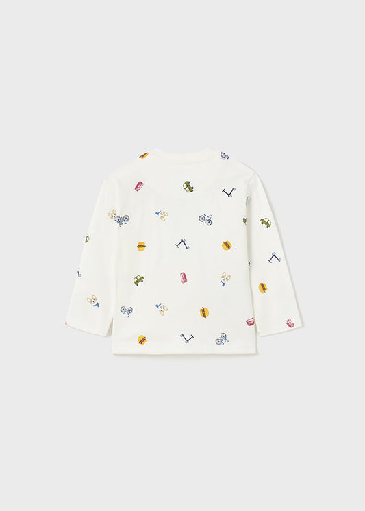 Koszulka długi rękaw z nadrukiem - Śmietanka