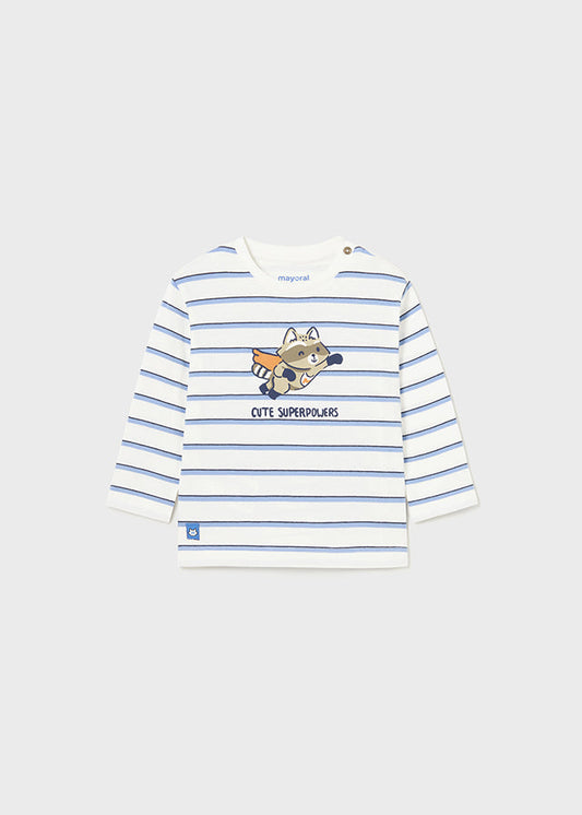 Koszulka długi rękaw paski - Błękitny