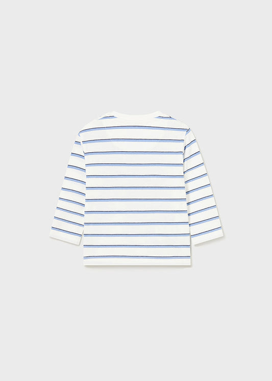 Koszulka długi rękaw paski - Błękitny