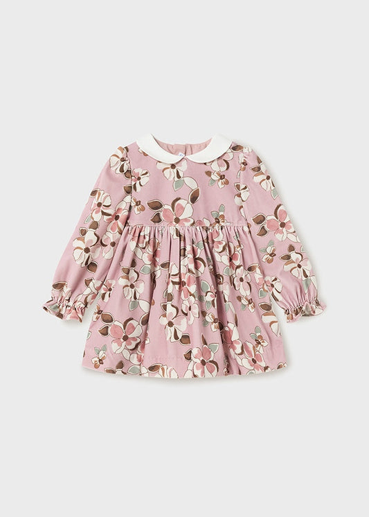 Sukienka aksamitna nadruk - Różowy