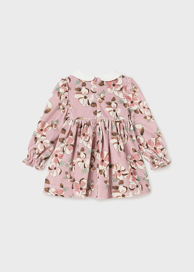 Sukienka aksamitna nadruk - Różowy