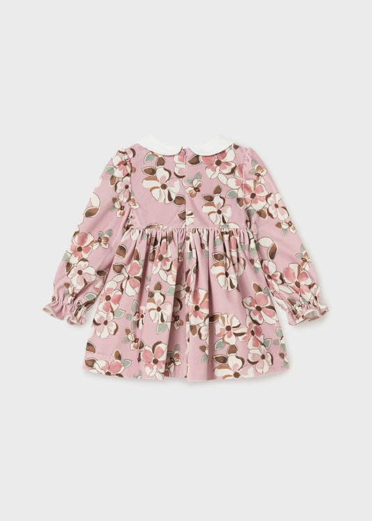 Sukienka aksamitna nadruk - Różowy