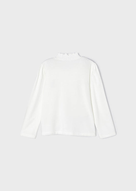 Półgolf z wiskozy grafika - Beż-kwiat