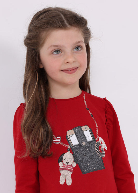 Koszulka długi rękaw z nadrukiem - Czerwony