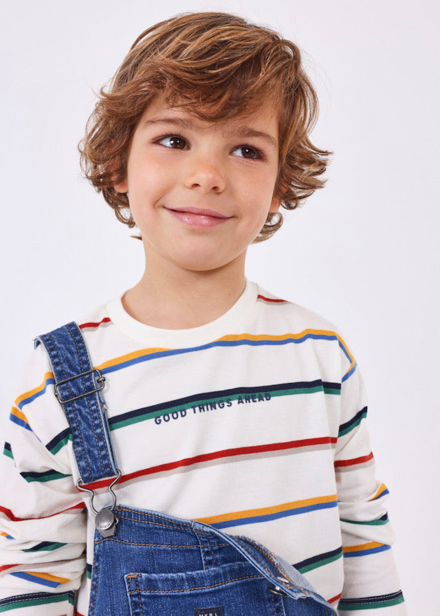 Set 2 koszulki długi rękaw gładki/pas - Leśny