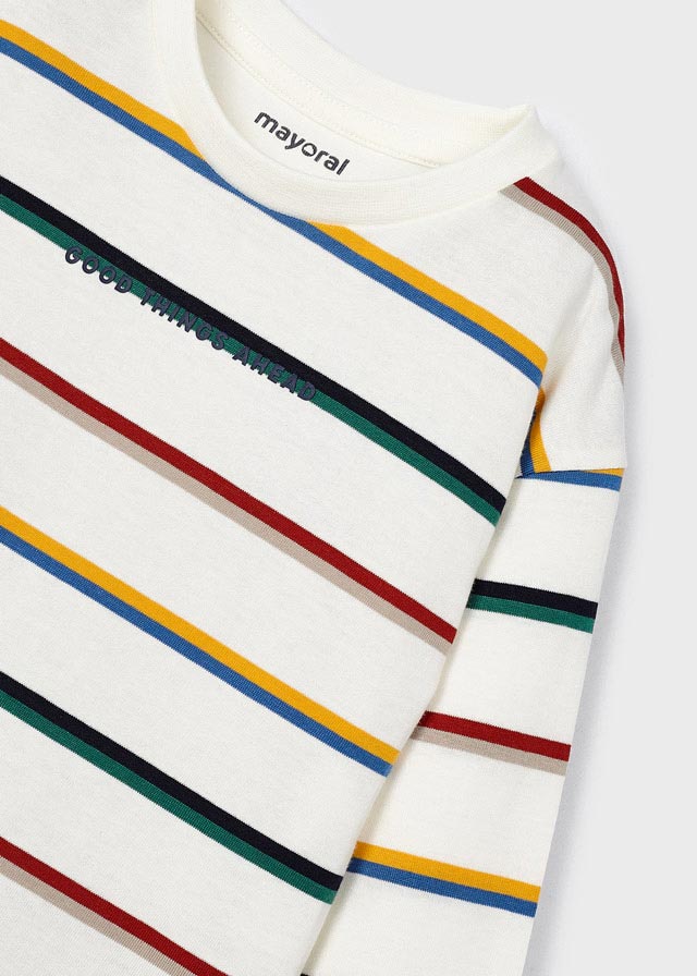 Set 2 koszulki długi rękaw gładki/pas - Leśny