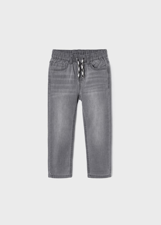 Spodnie soft denim jogger - Jasny szary