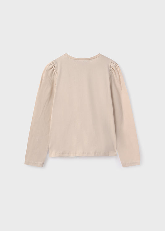 Koszulka długi rękaw z haftem - Cream