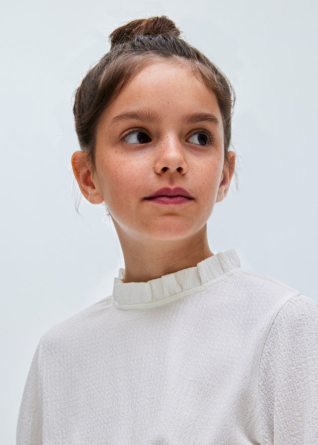 Dzianinowa bluzka - Kremowy