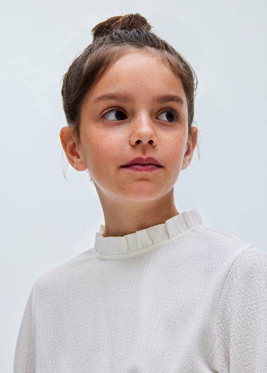 Dzianinowa bluzka - Kremowy