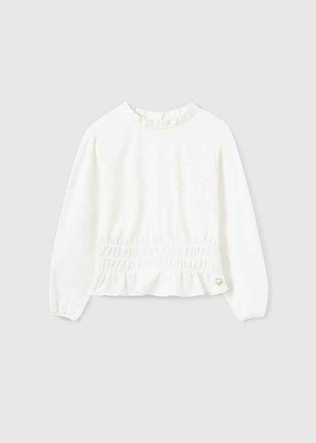 Dzianinowa bluzka - Kremowy