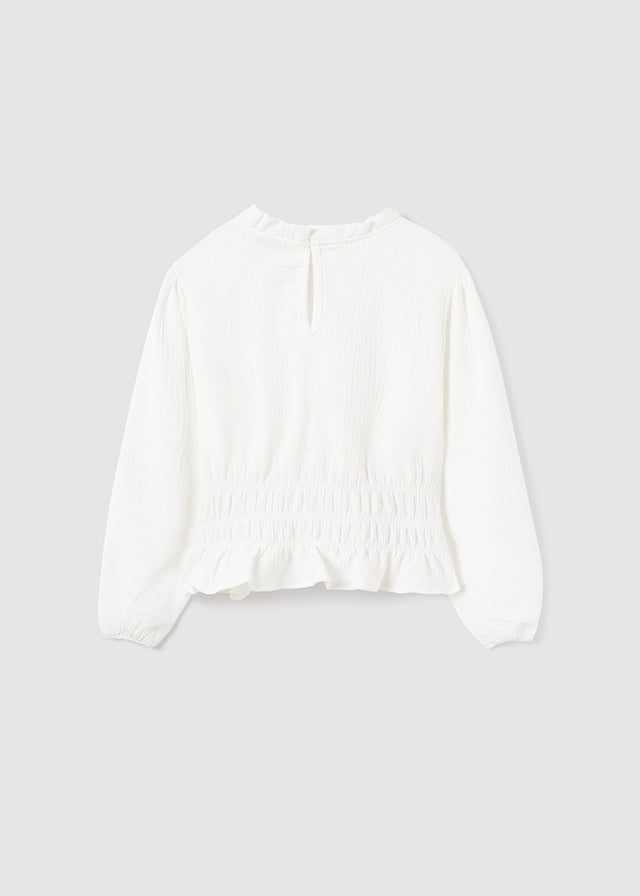 Dzianinowa bluzka - Kremowy