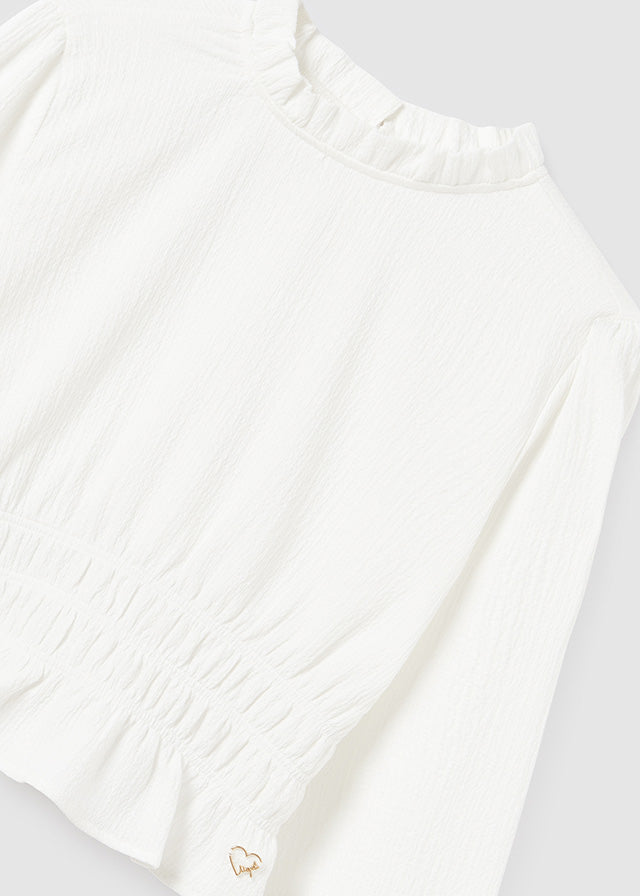 Dzianinowa bluzka - Kremowy