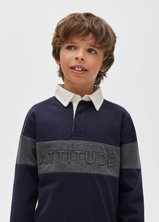 Koszulka polo długi rękaw - Granatowy