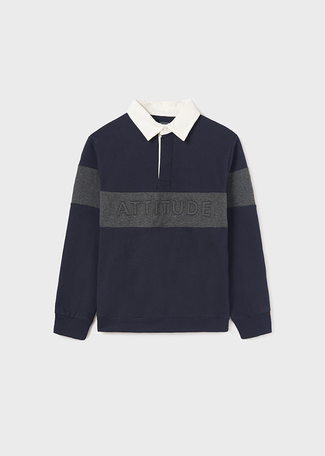 Koszulka polo długi rękaw - Granatowy