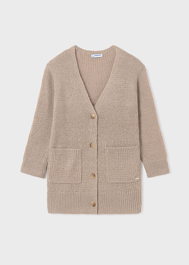 Sweter trykot - Brąz