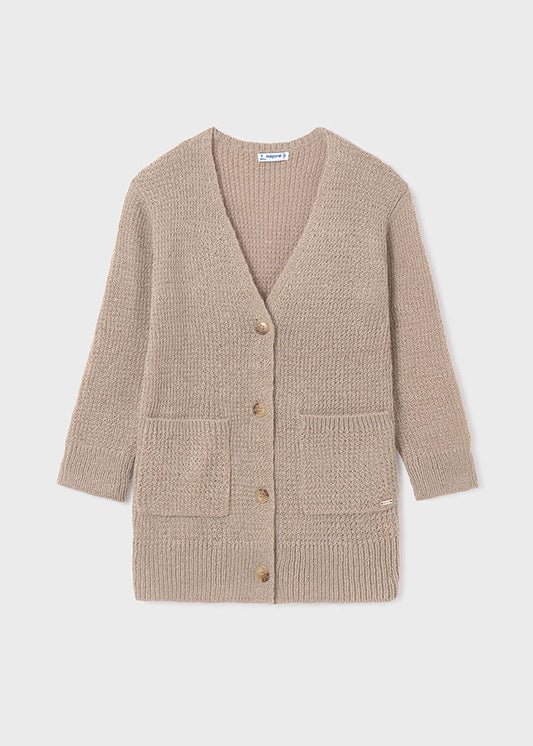 Sweter trykot - Brąz