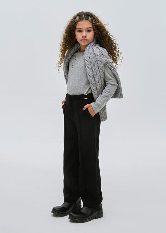 Spodnie długie dzianina crepe - Black