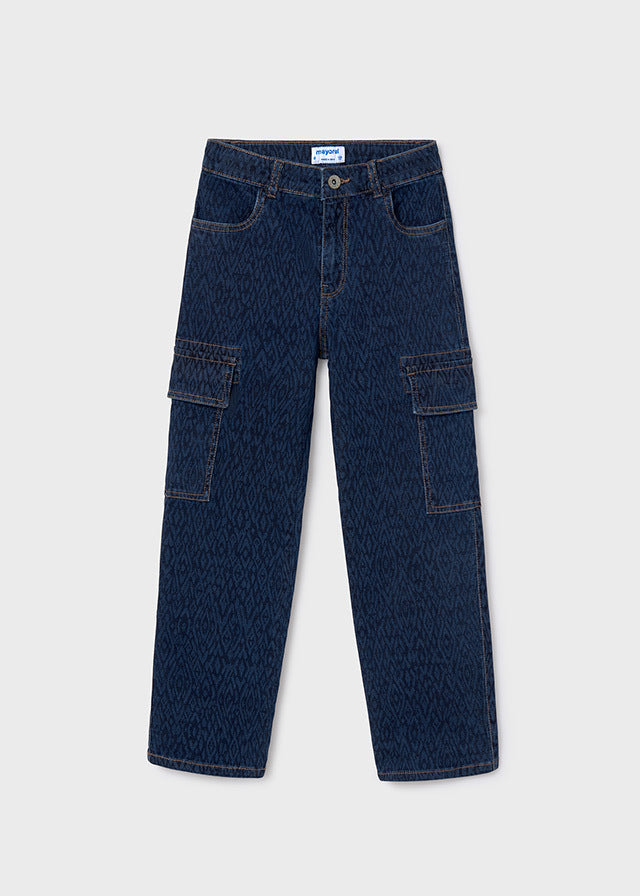 Spodnie jeans cargo - kolor Medio