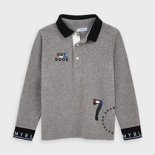 Koszulka polo długi rękaw granit