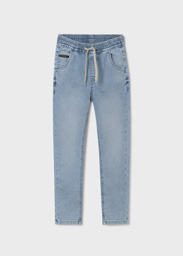 Spodnie jeans soft jogger - kolor Jasny