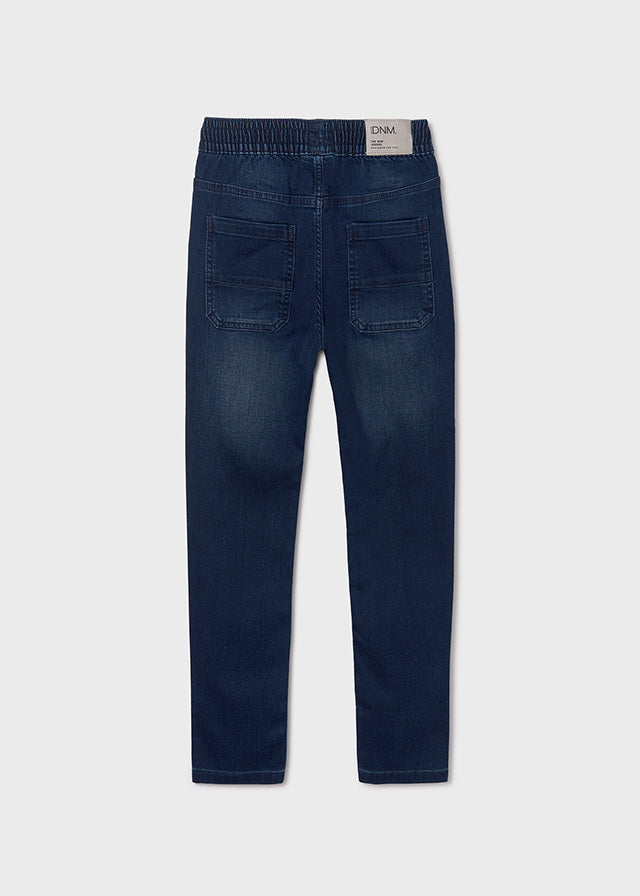 Spodnie jeans soft jogger - kolor Ciemny